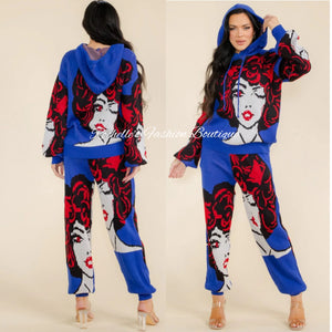 Blue Muliti Color Grapic Jogging Set