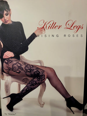 Black Rising Roses Designer Stocking