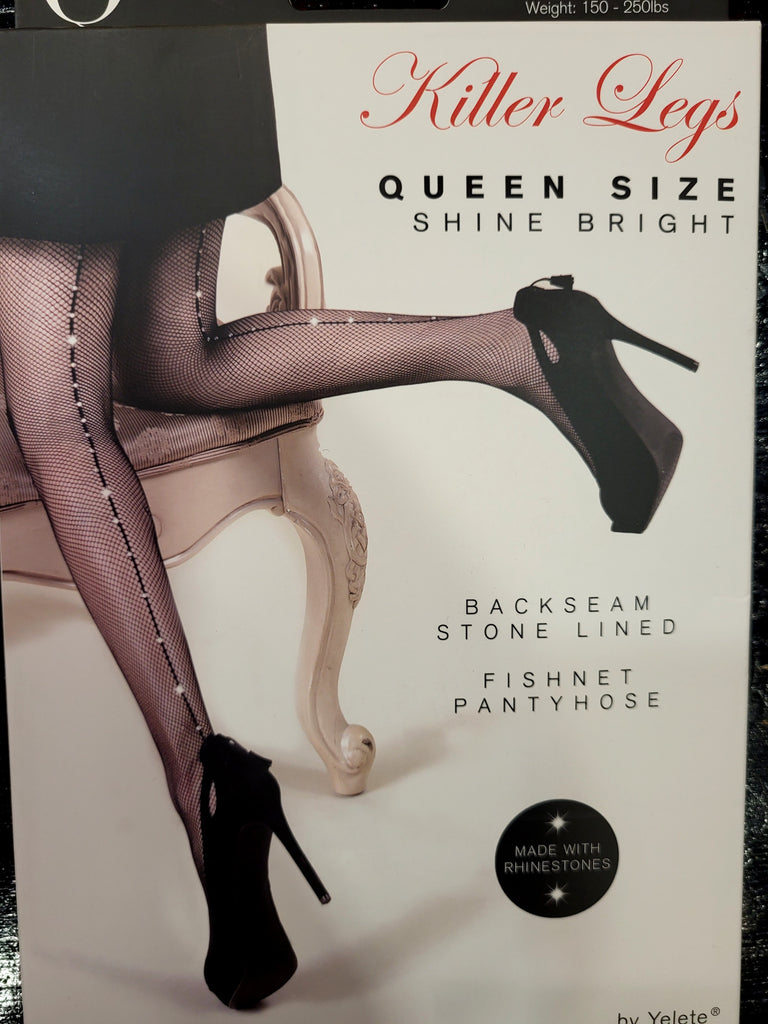 Black Backseam Rhinestone Designer Stocking