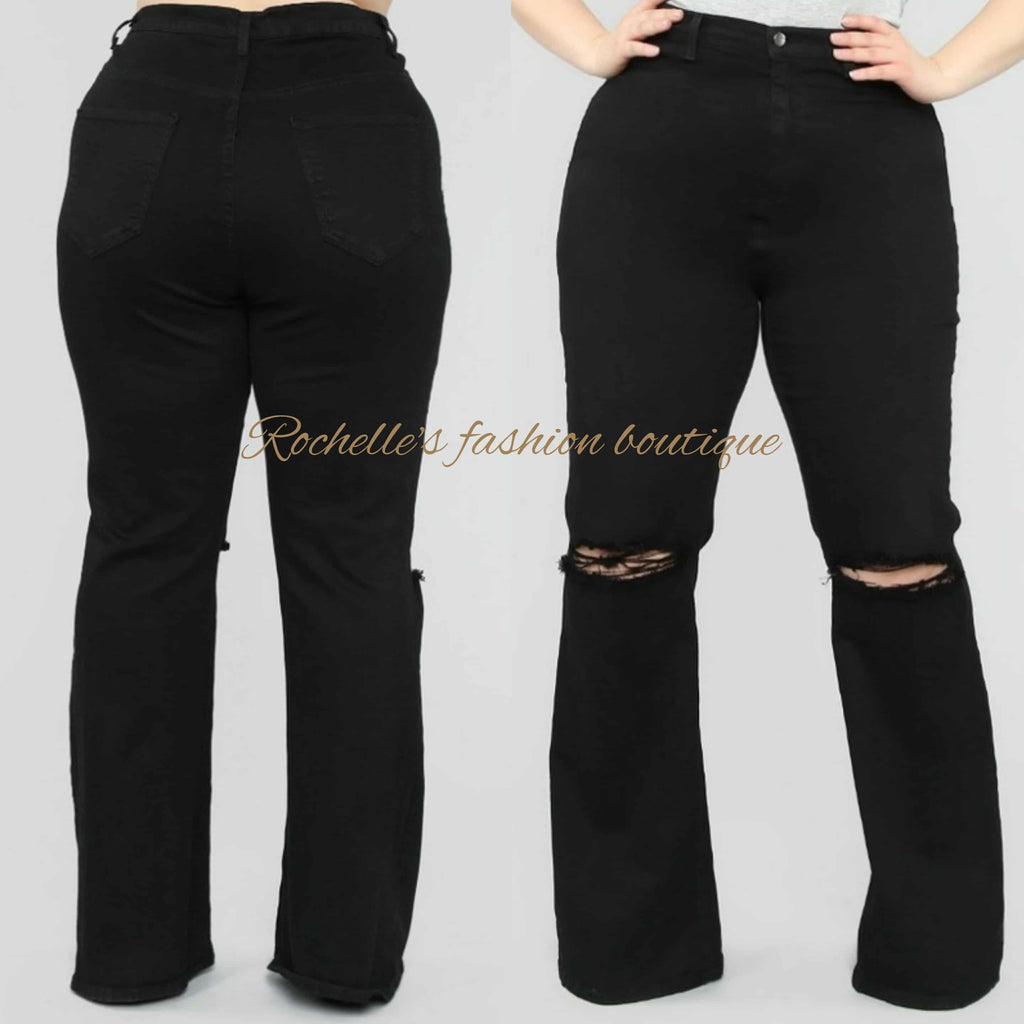 Black Flare Cut Plus Jeans