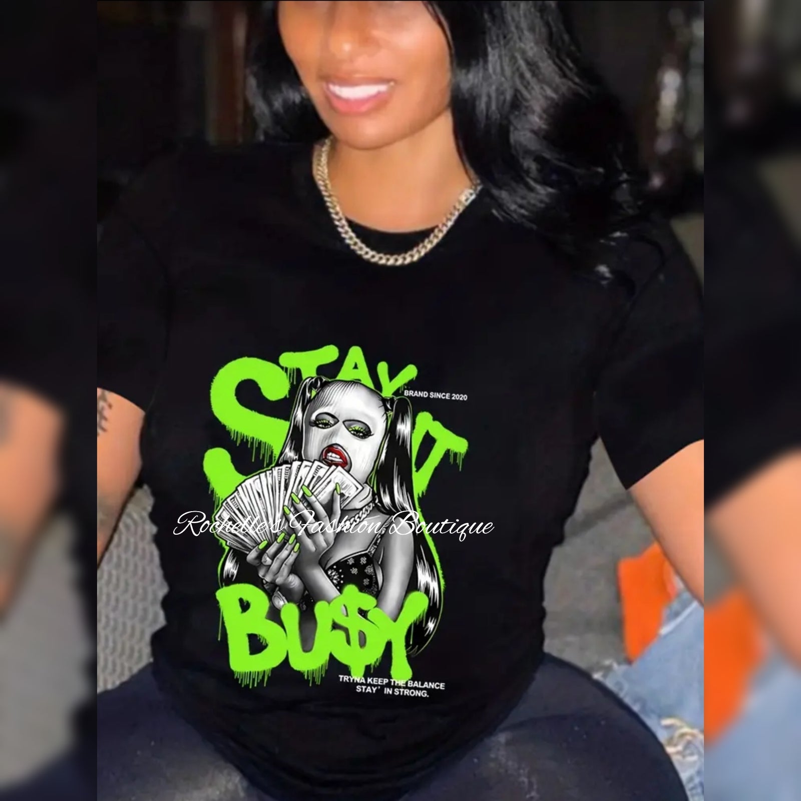 White Stay Busy T Shirt