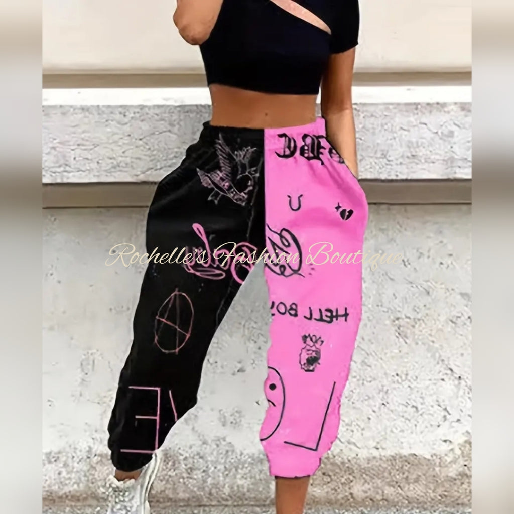 Pink Two Tone Jogging Joggers