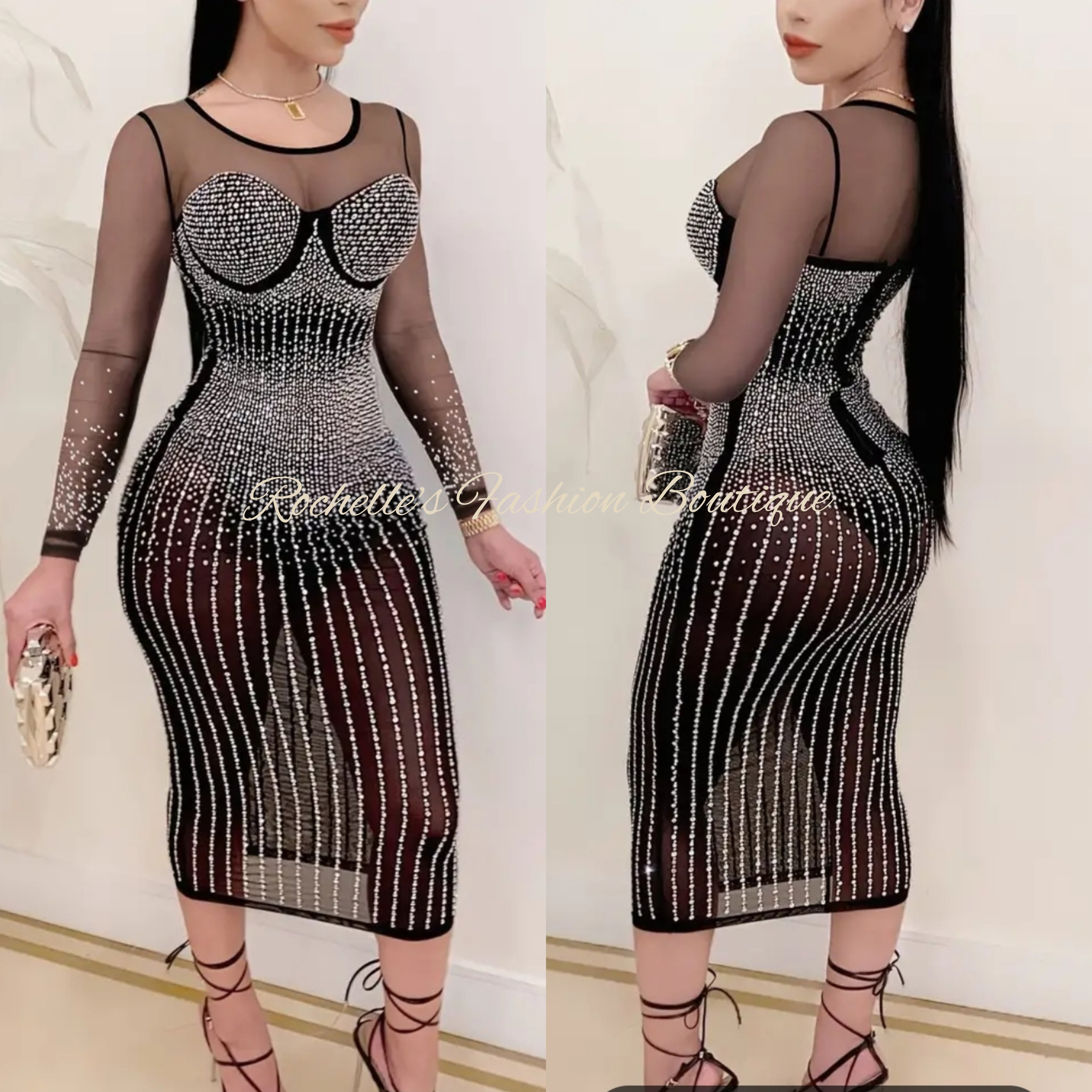 mesh arm sleeves dress Set: Halter Plain Mini A-Line Dress + Mesh Arm Sleeves