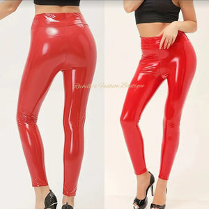 Red Leather Shinny Leggings