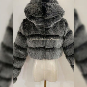 Grey Fur Crop Coat
