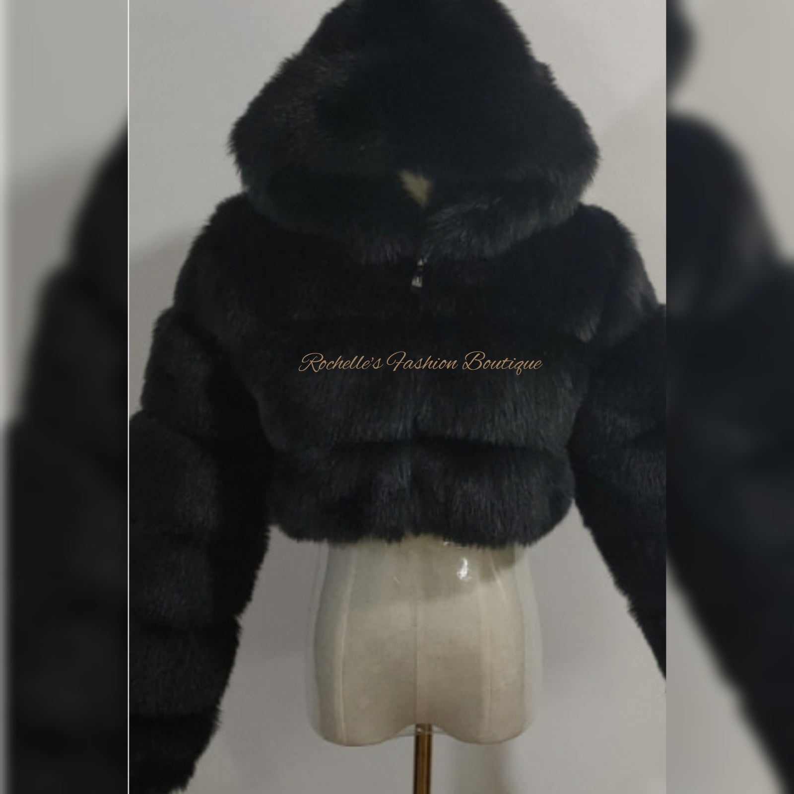 Black Fur Crop Coat