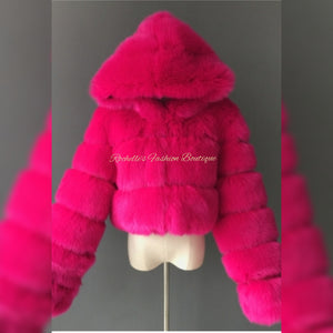 Pink Fur Crop Coat