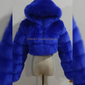 Royal Blue Fur Crop Coat