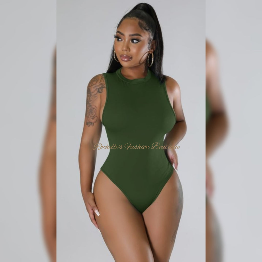 Olive Green Sleeveless Bodysuit