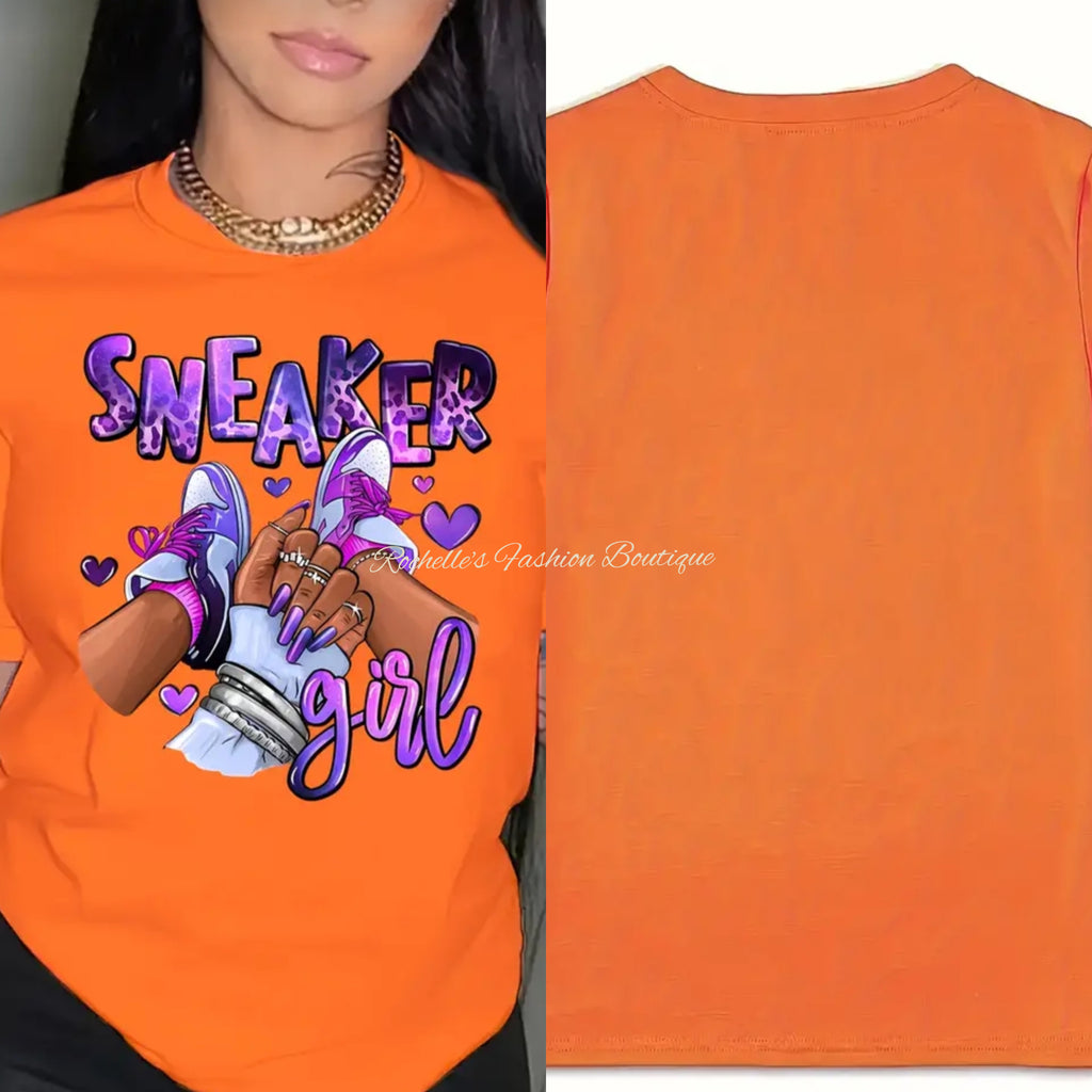 Orange and Purple Sneaker Girl T-Shirt