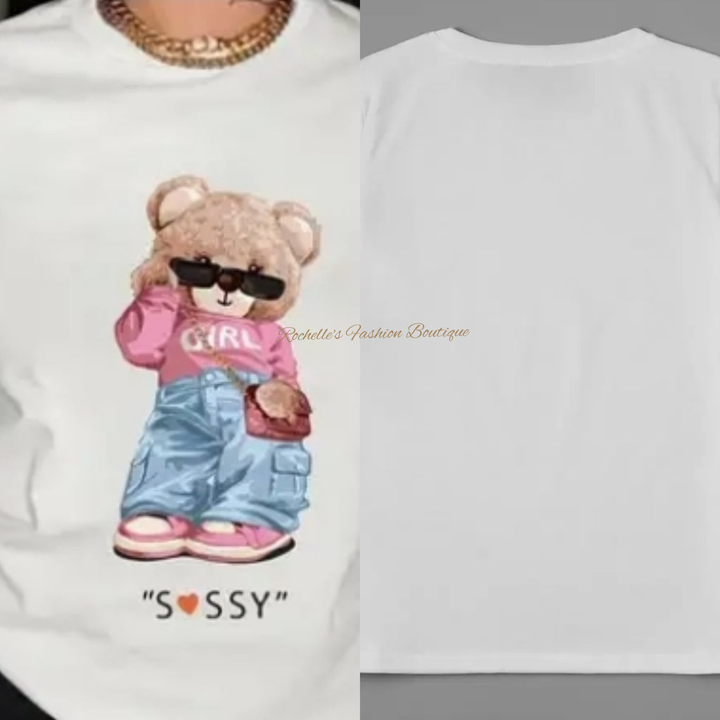 White Sassy Teddy Bear T-Shirt