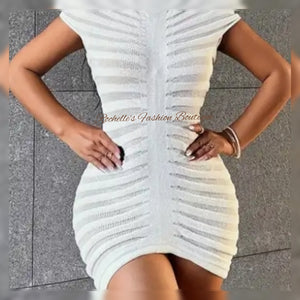 White Short Bodycone Knit Dress