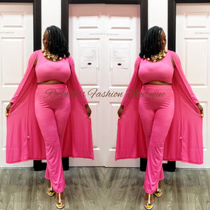 Pink 3Pcs Pants Set