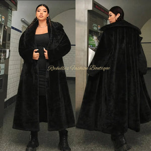 Black Fur Plus Trech Coat