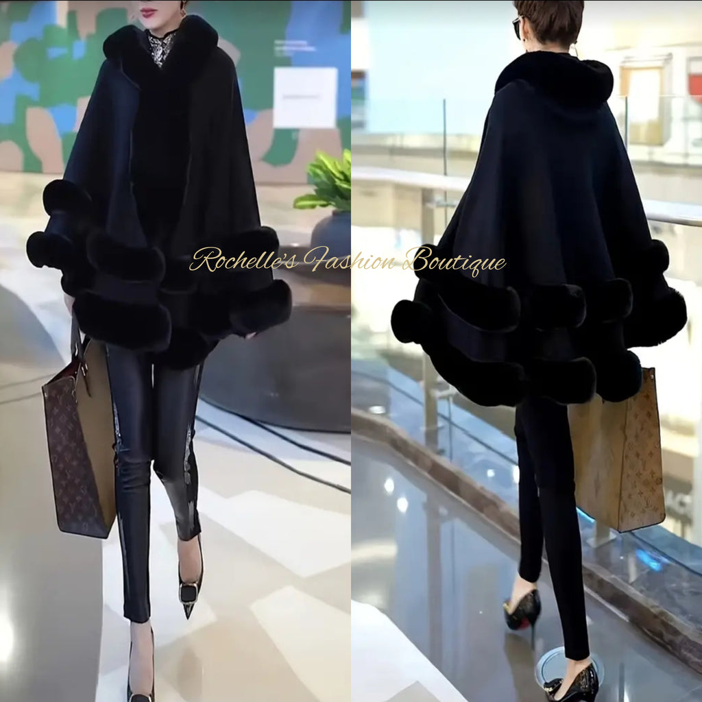 Black Fur Elegant Cape