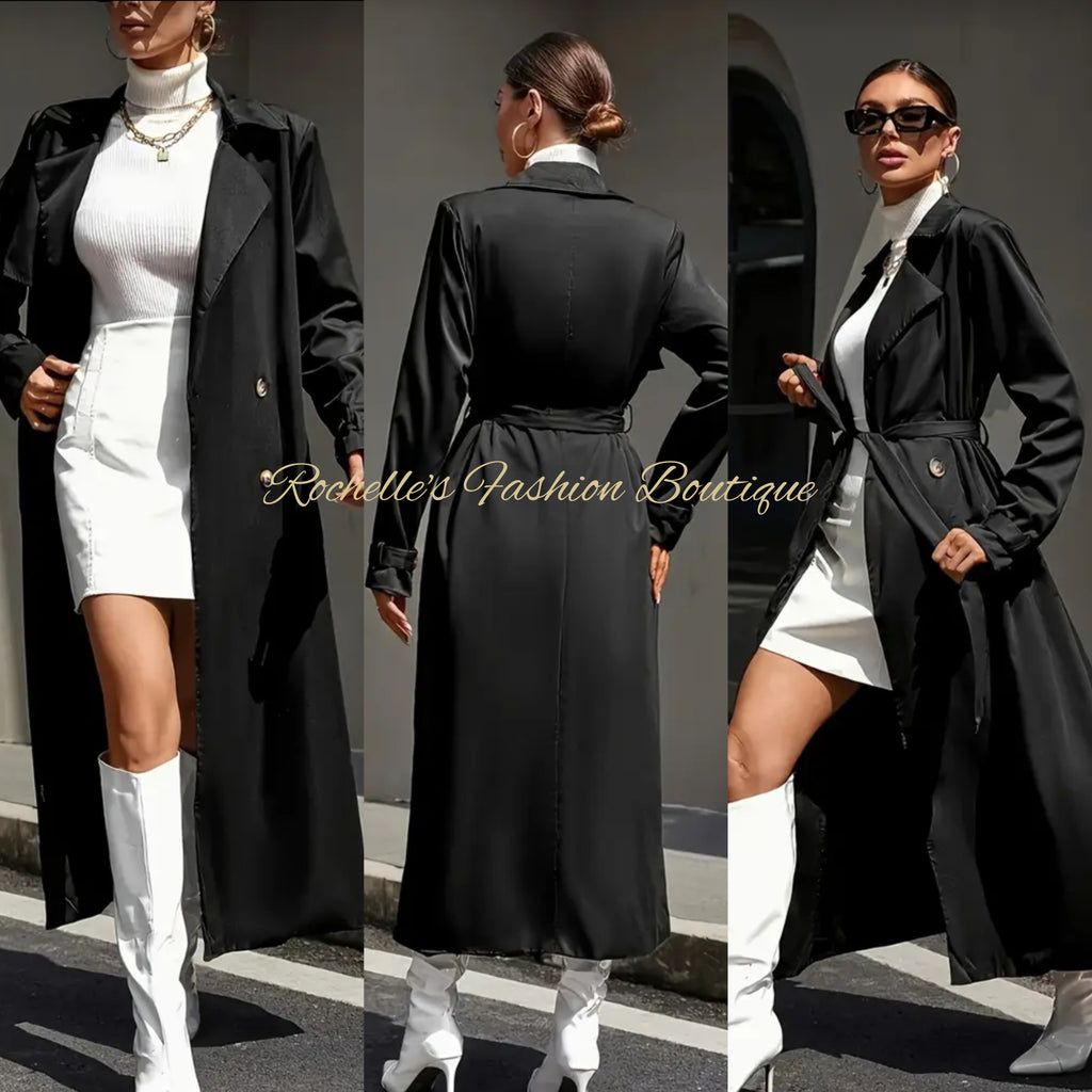 Black Double Breast Trench Coat