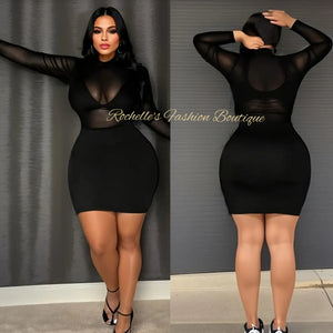 Black Plus Mesh Dress