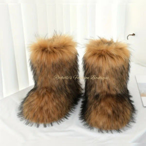 Tan & Black Fur Boots