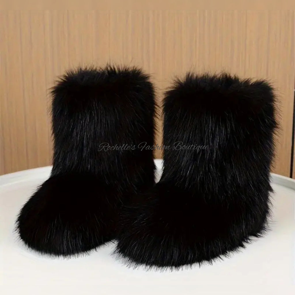 Black Fur Boots