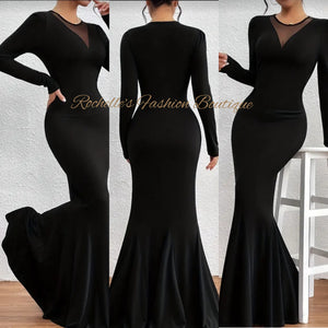 Black Long L/S   Mermaid Dress