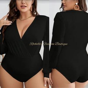 Black Solid Plus Bodysuit