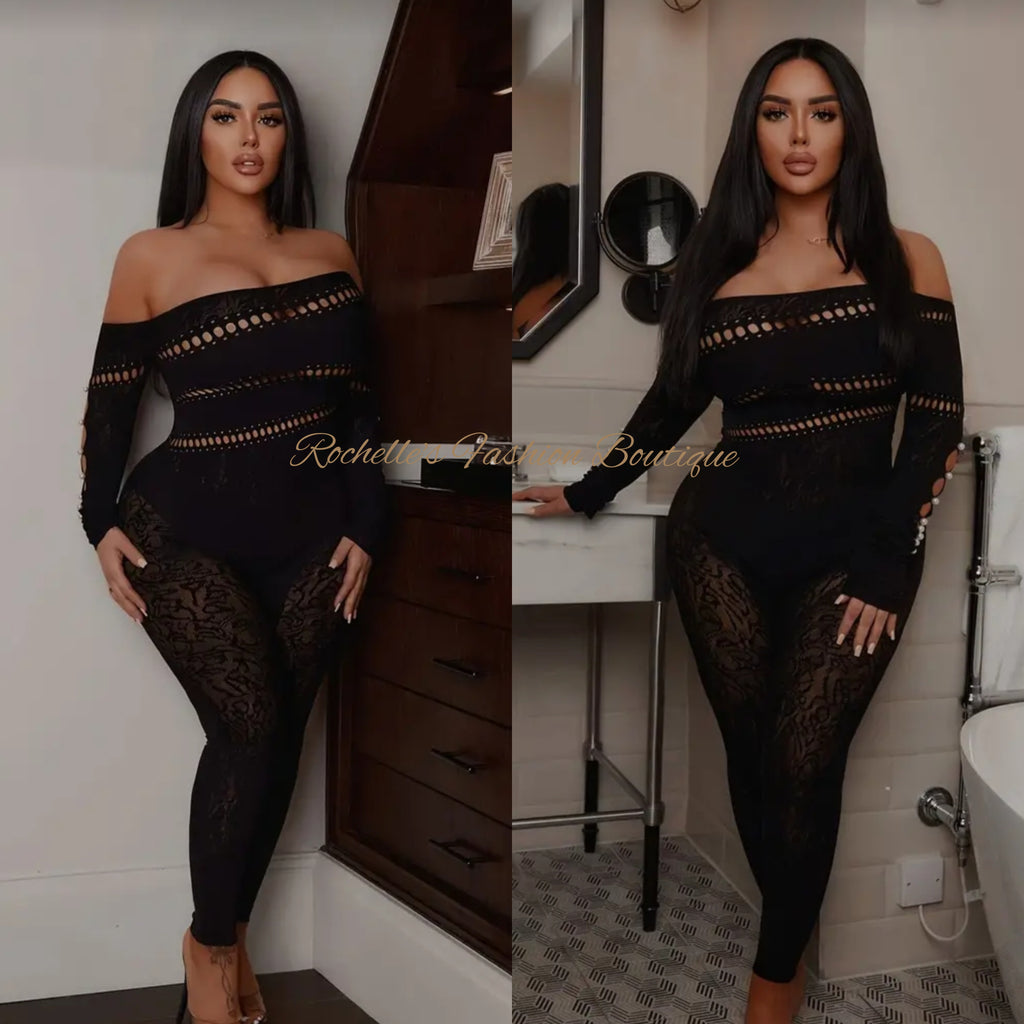 Black Off The Shoulder Cut Out Jumpsuit