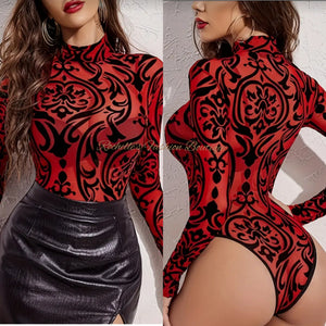 Red Pattern Bodysuit