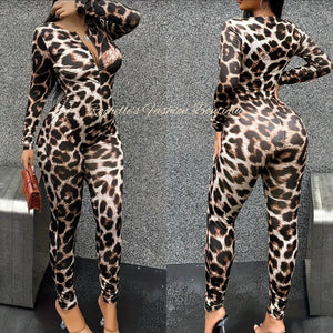 Leopard Elegant L/S Jumpsuit