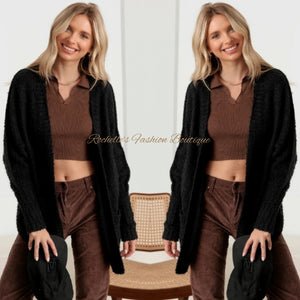 Black Pocketed Cardigan