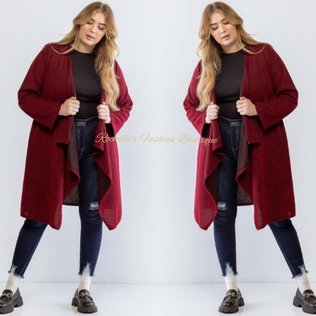 Wine Plus Size Cardigan