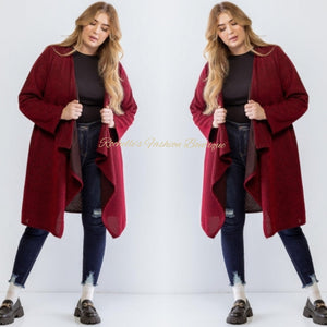 Wine Plus Size Cardigan