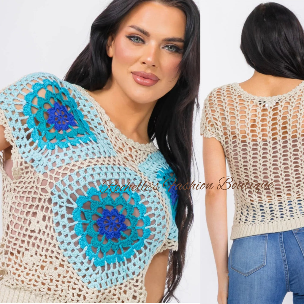 Muliti Blue Knit Top