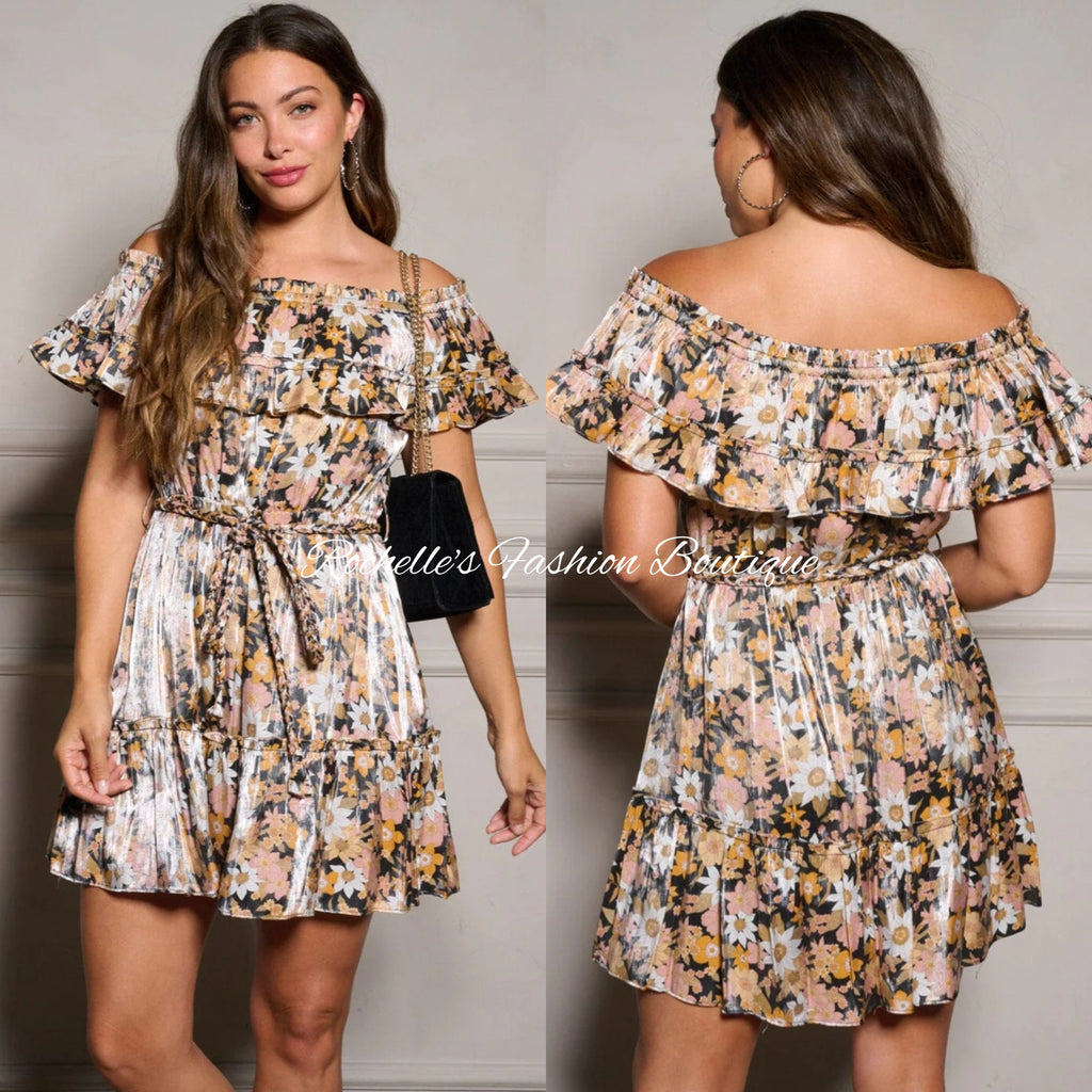 Yellow Off The Shoulder Flora Mini Dress