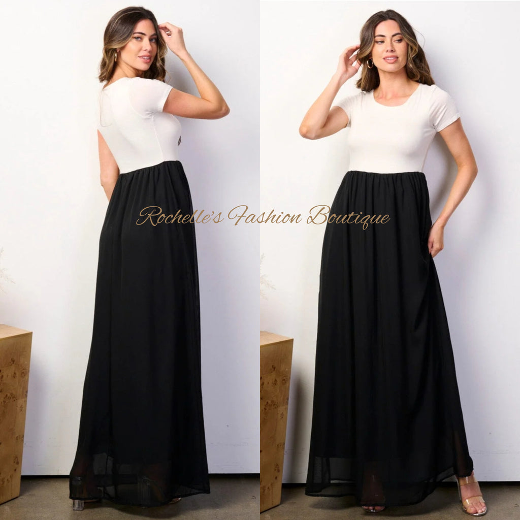 White & Black Maxi Dress