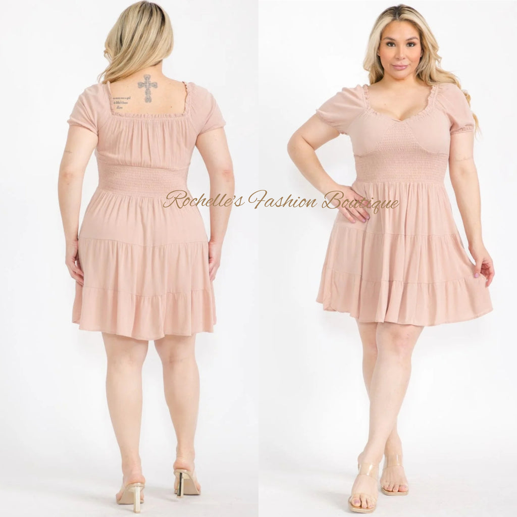 Mauve S/S Flare Mini Dress