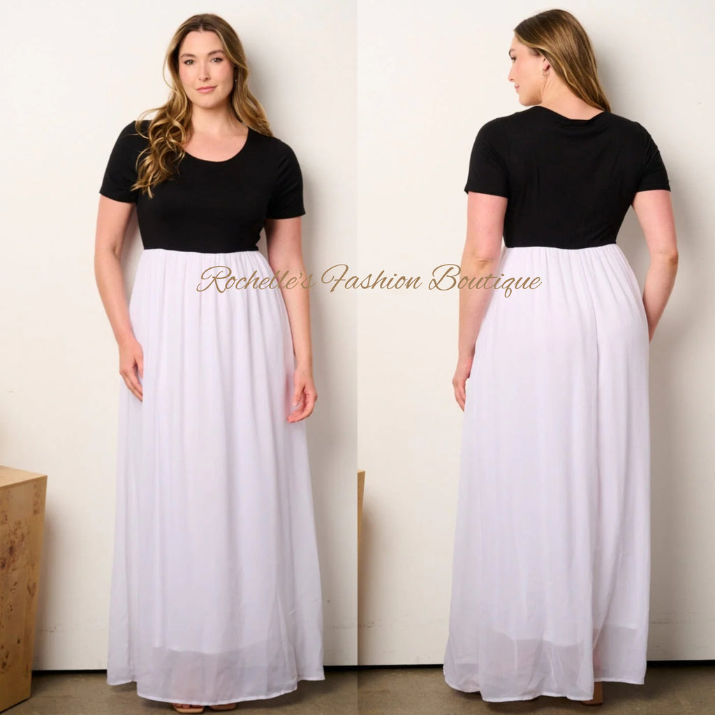 White & Black Plus Maxi Dress