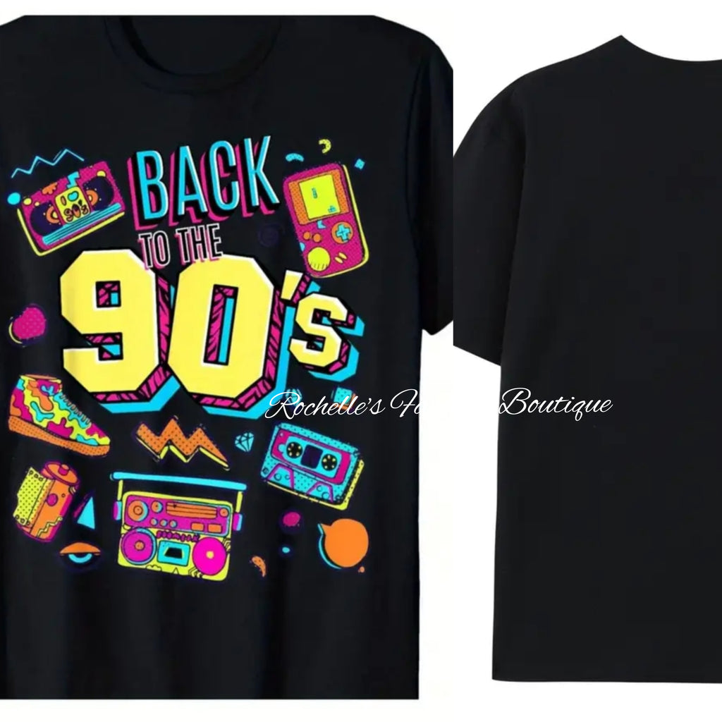 Black  Back To The 90's Graphic T-Shirt