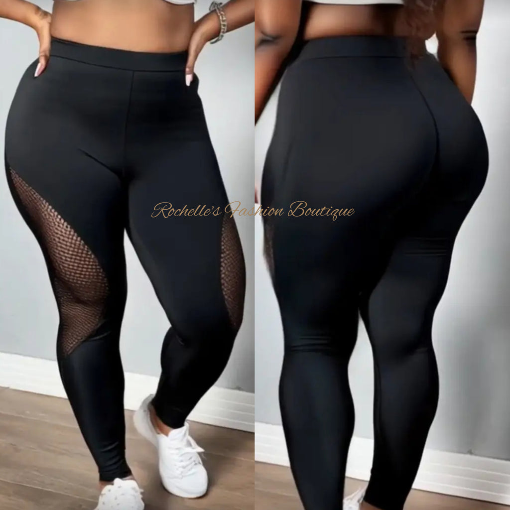Black Highwaist Netting Plus Legging