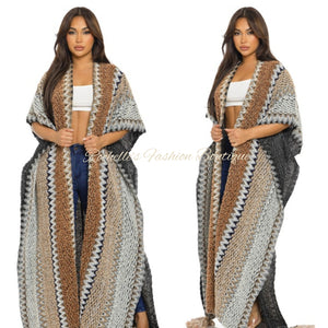 Brown Long Knitted Cardigan