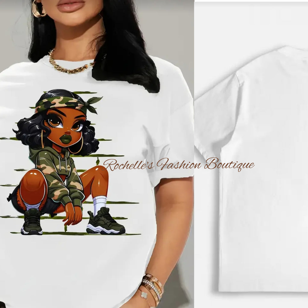 Camousflage Girlie Graphic T-Shirt