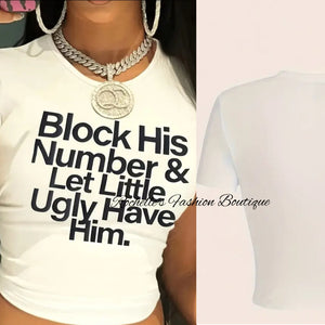 White Block His Number T--Shirt