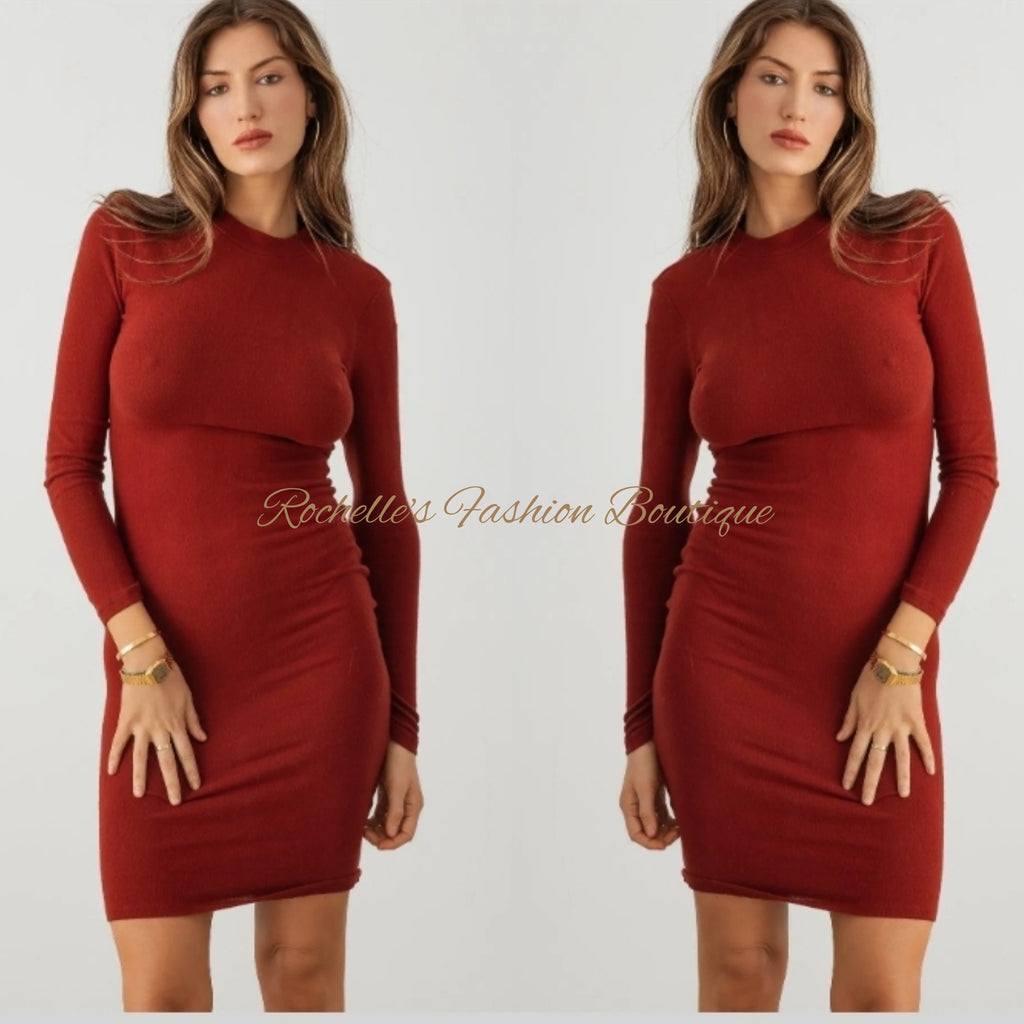 Wine L/S Midi Dress