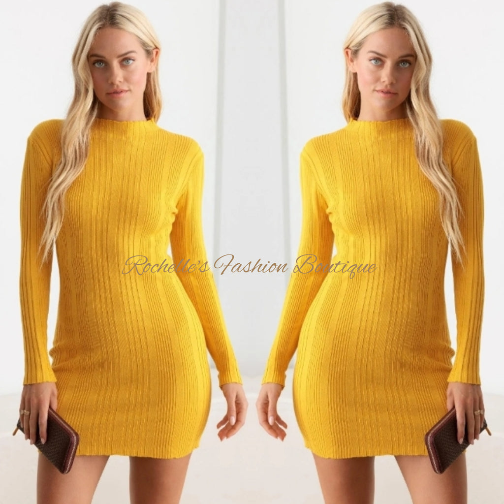 Mango Ribbed Mock Neck Sweater Dress