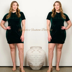 Green Plus S/S Mock Neck Bodycone Dress