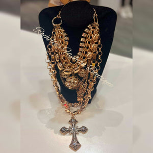 Gold Layered Cross Necklace Set