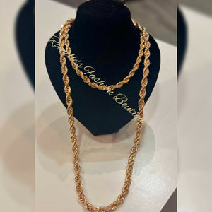 Gold Long Rope Necklace Set