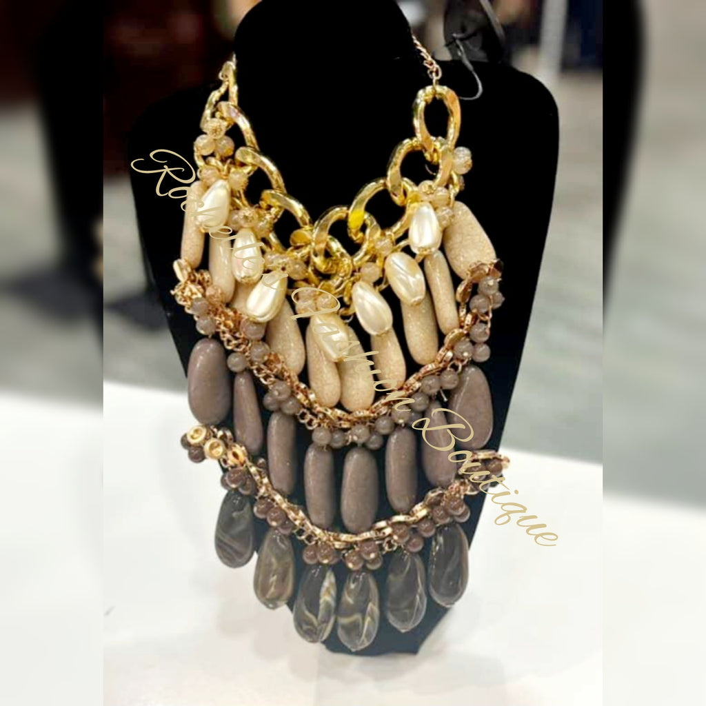 Muliti Brown Stoned Necklace Set