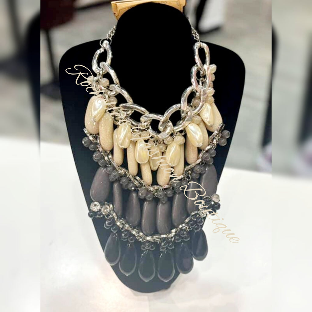 Muliti Black Stoned Necklace Set