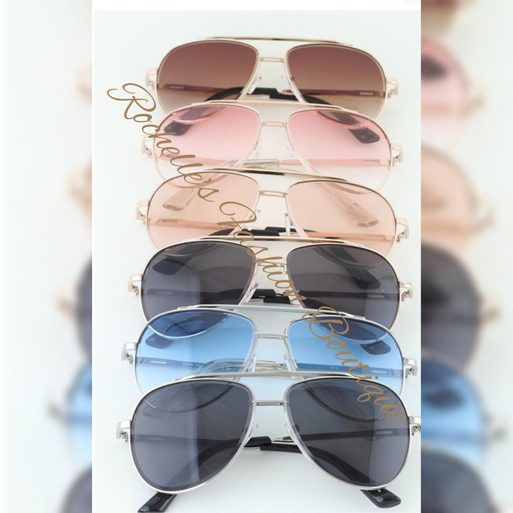 Minimal Bright Tinted Aviator Sunglasses