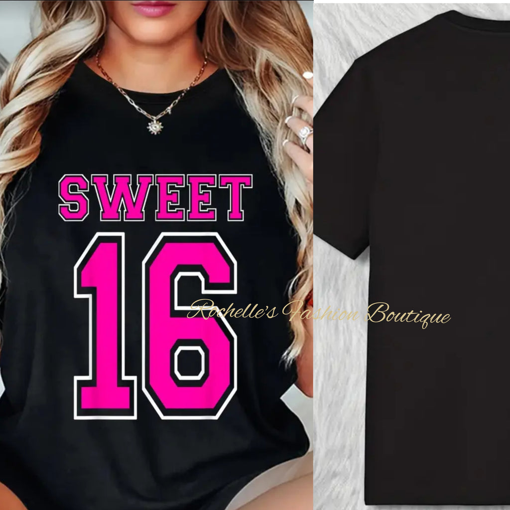 Pink and Black Sweet 16 T-Shirt